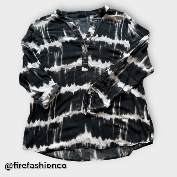 iRE Fashion Tops - Monochrome Tie-Dye Long Sleeve Top